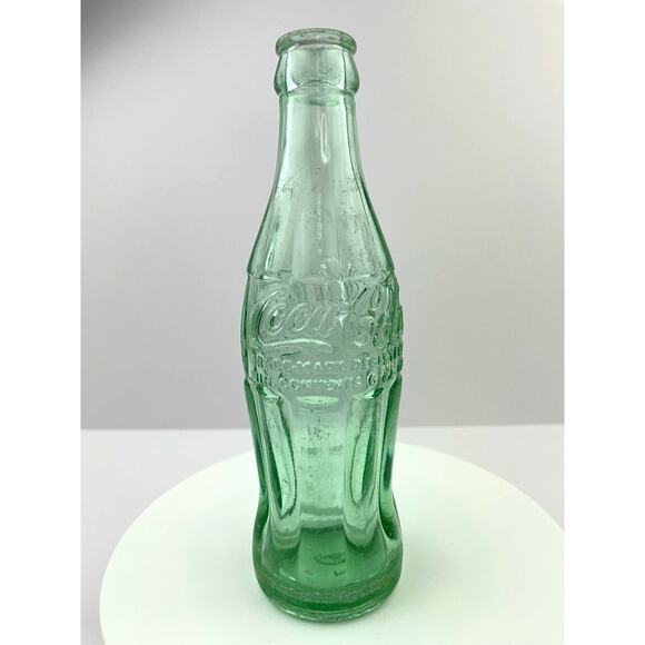 Vintage Coca Cola Bottle, 1957 Hobble Skirt Coke Bottle, Green Glass Collectible - Picture 1 of 11
